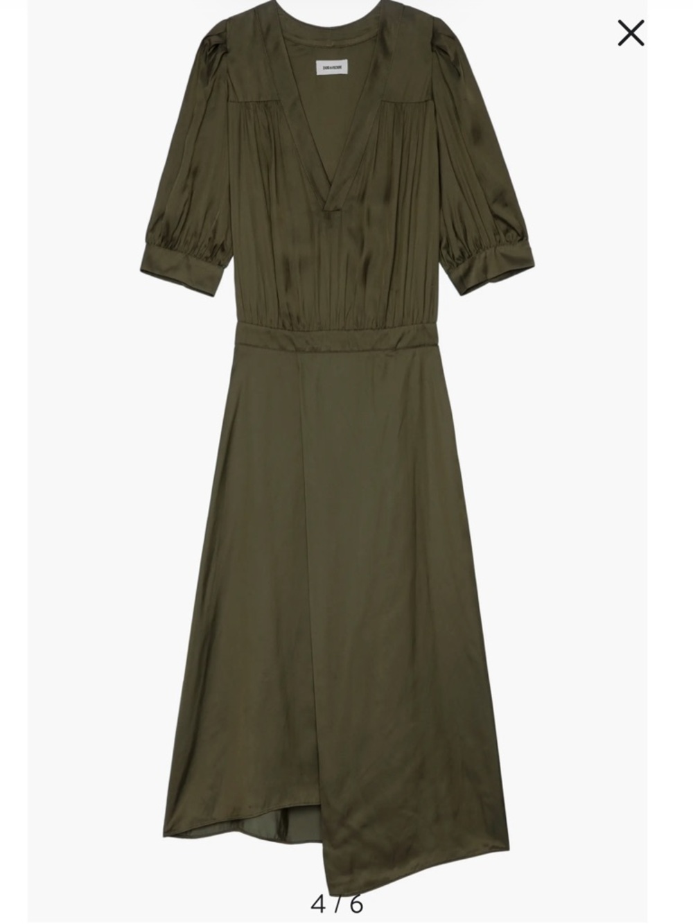 Zadig & Voltaire Ralia Satin Midi Dress Olive
